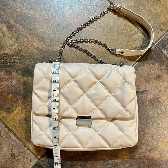 H&M Quilted Shoulder Flap Bag White Silver - Picture 3 of 16